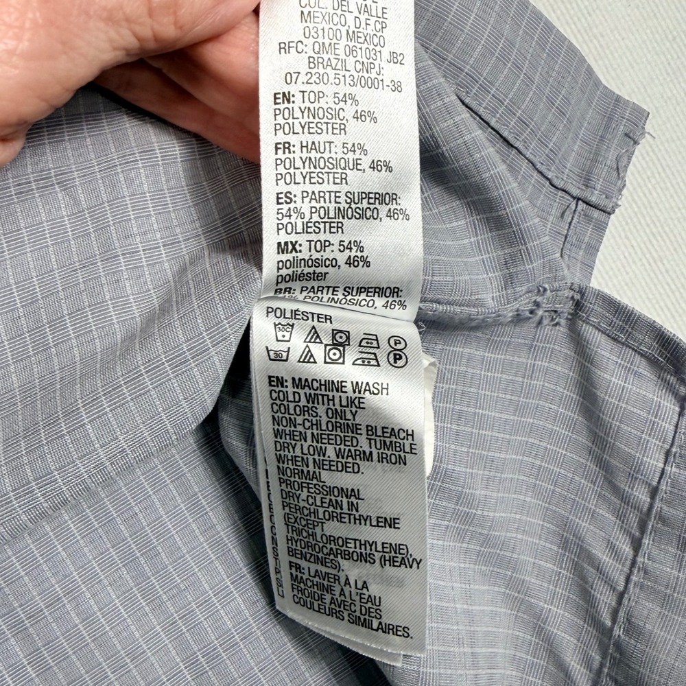 Quiksilver Waterman Shirt Large Grey Grid Short Sleeve Comfort Fit Button Up - Picture 5 of 12